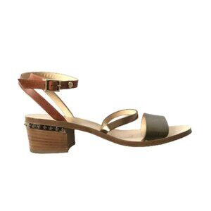 Jimmy Choo Leather Star Studded Wrap Sandals Womens 36.5 Brown Block Heels Shoes